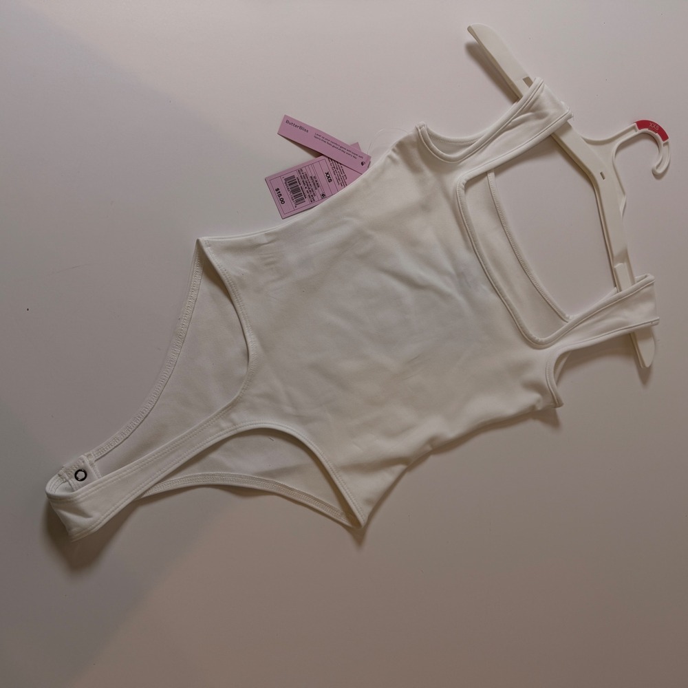 Wild‎ Fable ButterBliss soft Square Neck Bodysuit White XXS Thong Back NWT - Picture 5 of 8